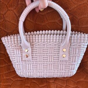 Elegant Cream Woven Handbag